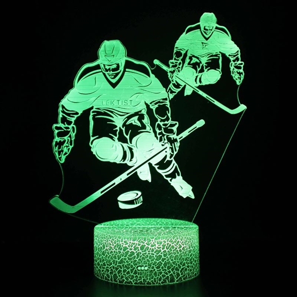 Ishockeyspiller 3D lampe med fjernbetjening - dæmpbar