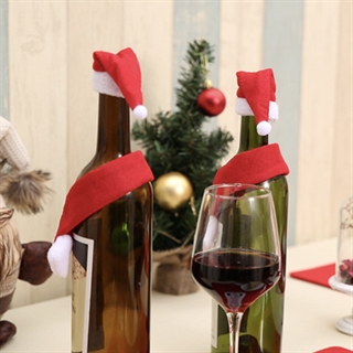 Julehue og tørklæde til vinflaske - 2 sæt