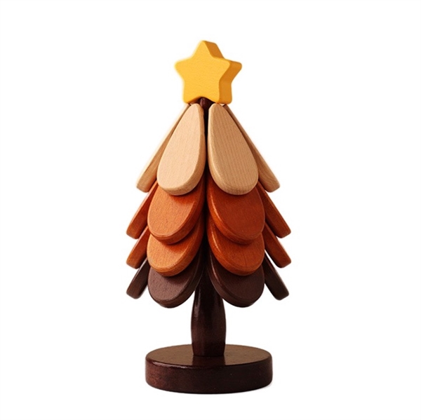 Juletræsformet bordskåner i træ med stjernetop