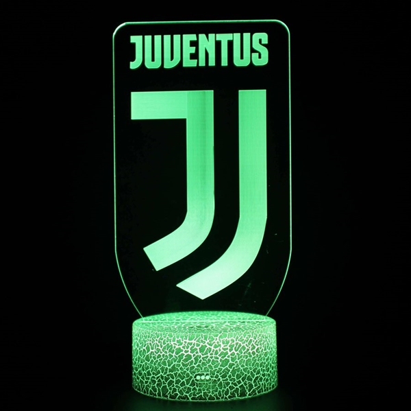 Juventus logo 3D lampe m.fjernbetjening - 16 lysfarver - dæmpbar