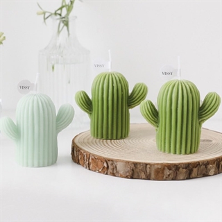 Kaktus fyrfadslys med duft - Grøn eller lysegrøn