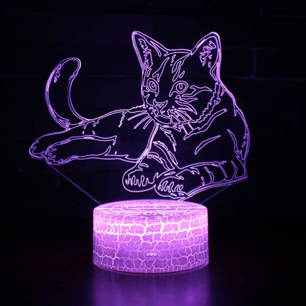 Kat 3D lampe med fjernbetjening - 16 farver - dæmpbar