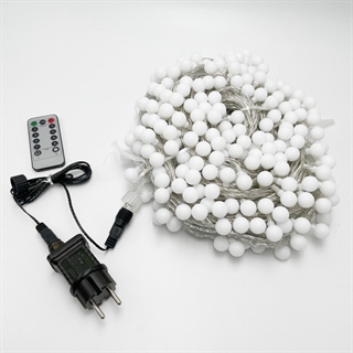 Kirsebærkugle lyskæde med fjernbetjening - 50 m 400 lys - drevet af adapter