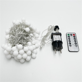 Kirsebærkugle lyskæde med fjernbetjening- 10 m 100 lys -​​​​​​​ drevet af adapter