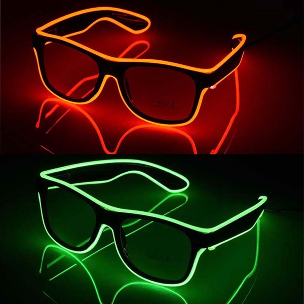 Klar glas brille med rødt og grønt lys