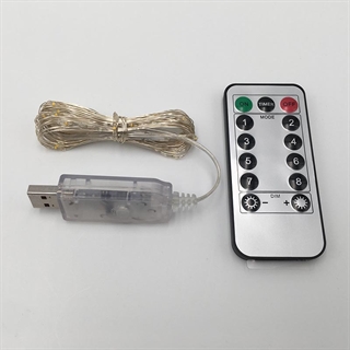 USB kobber lyskæde med fjernbetjening- 5 m - Sølv 