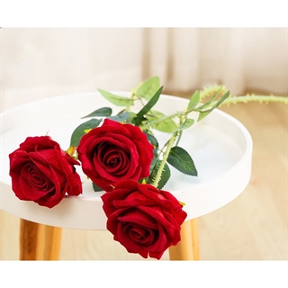 Kunstig rød rose  – H 48 cm –1 stk 