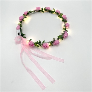 LED blomsterkrans hårbånd med pink blomster