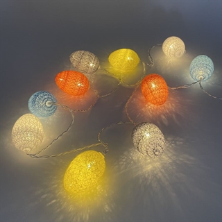 LED lyskæde med bomuldstråd påskeæg -1,5 m 10 lys