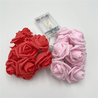 LED lyskæde med lyserøde og røde roser - 3 m 20 lys