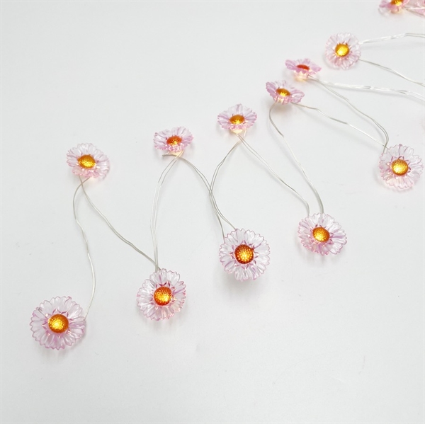 LED blomster lyskæde med lilla margueritter - 3 m 30 LED