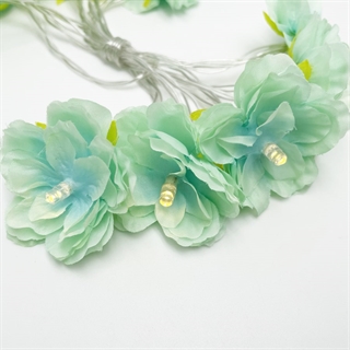 LED blomster lyskæde i mintgrøn