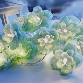 LED blomster lyskæde i mintgrøn – 1,5 m, 3 m