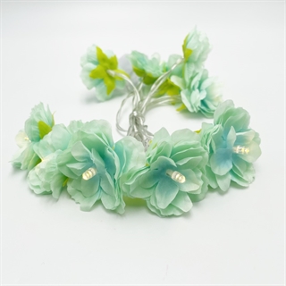 LED blomster lyskæde i mintgrøn 1,5 m