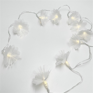 LED blomster lyskæde med fiberoptik – varm hvid, batteridrevet, indendørs brug