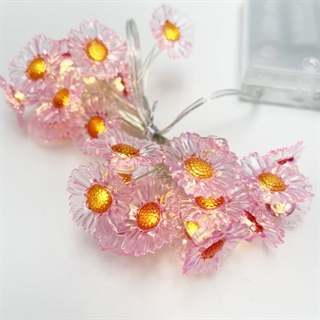 LED blomster lyskæde med lilla margueritter - 3 m 30 LED