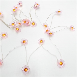 LED blomster lyskæde med lilla margueritter - 3 m 30 LED
