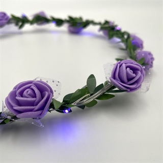 LED blomsterkrans hårbånd med silkebånd