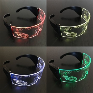 LED brille med 7 lysfarver - Sort