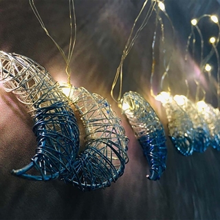 LED måne-lyskæde i metal - 1,8 m 10 LED