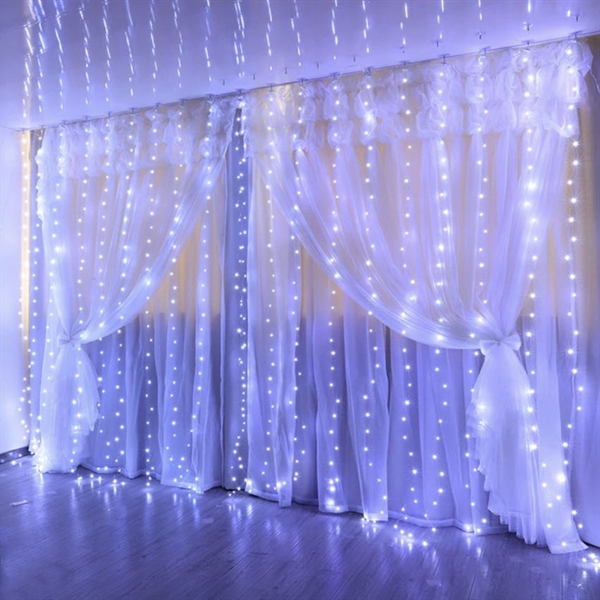 LED gardin med fjernbetjening  - Hvidt lys - 3 m x 3 m