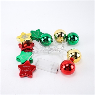 LED julelyskæde med stjerner og kugler – 1,5 m