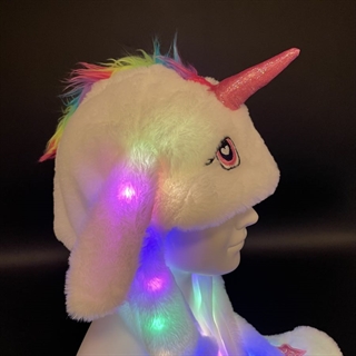 LED kanin hat med hoppeører og multifarvet lys - Enhjørning