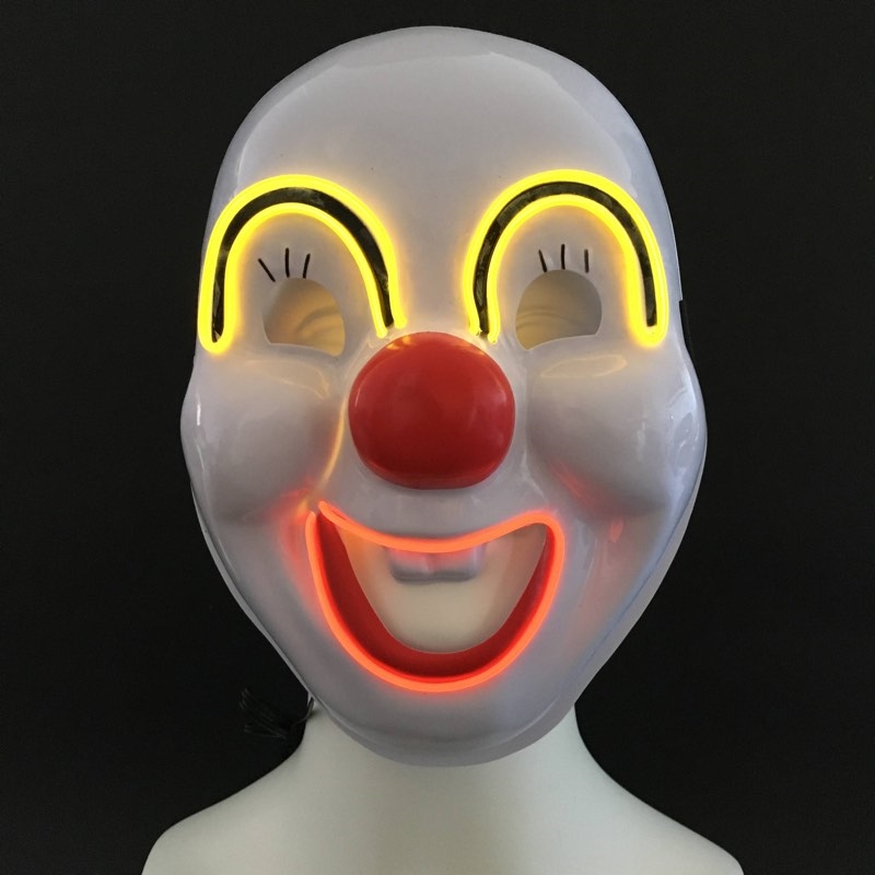 tom højde syg LED klovn maske med rødt og gult lys - Maske børn