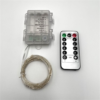 LED kobber lyskæde med fjernbetjening - Lyserødt lys - 5 m 50 lys