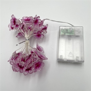 LED kobber lyskæde med lilla kirsebærblomster - 3 M 30 lys