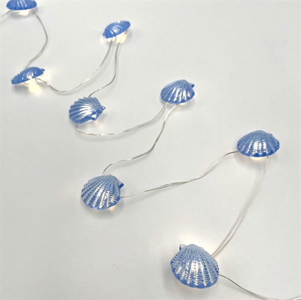 LED kobber lyskæde med muslingeskaller - 2 m 20 lys