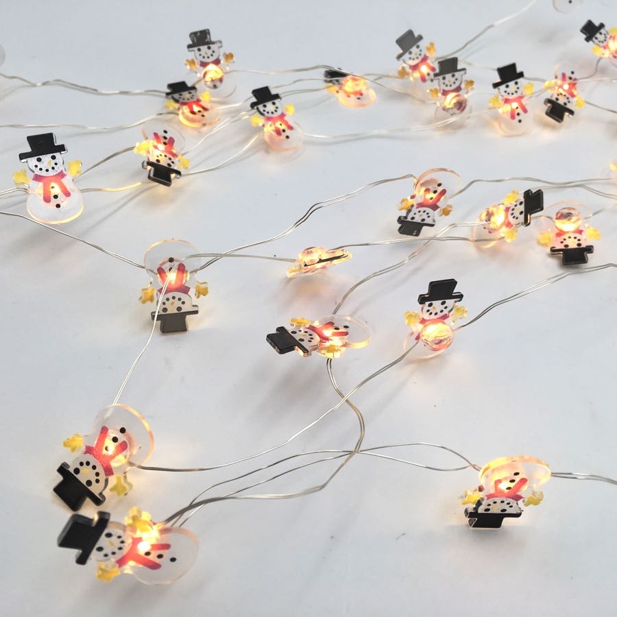 LED kobber lyskæde med snemænd - -