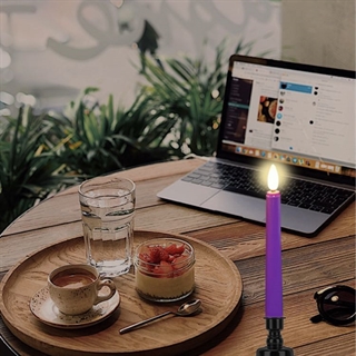 LED kronelys med fjernbetjening - lilla farver - 3 stk. per sæt