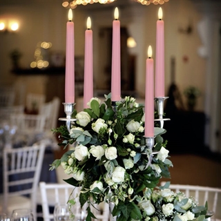 LED kronelys med fjernbetjening - lyserøde farver - 3 stk. per sæt