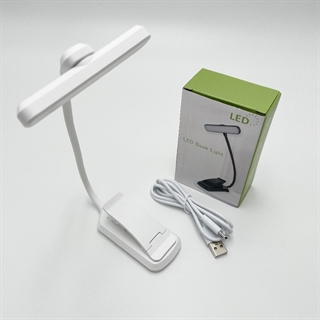 LED læselampe med klemme - Genopladelig - hvid