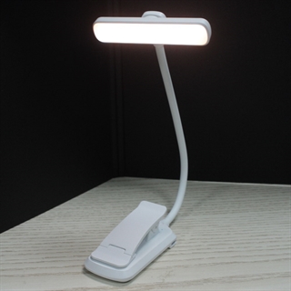 LED læselampe med klemme - Genopladelig - hvid