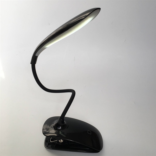 LED læselampe med klemme - Genopladelig - Sort