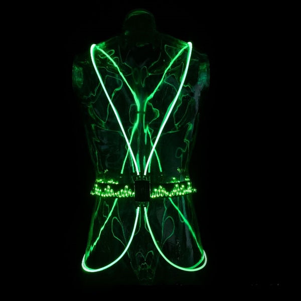 LED løbevest med grønt lys