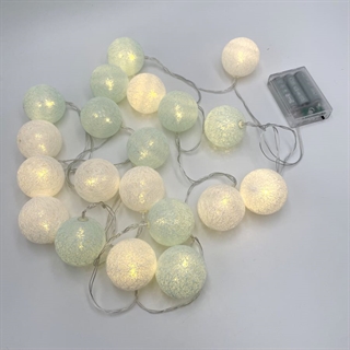 LED lyskæde med bomuldsbolde i forskellige farver - 3 m