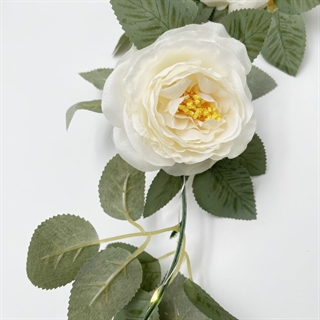 LED lyskæde med champagnehvide blomster og grønne blade - 2 m 20 LED