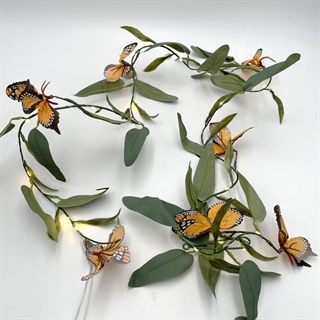 LED lyskæde med gule sommerfugle og blade - 2 m 20 lys