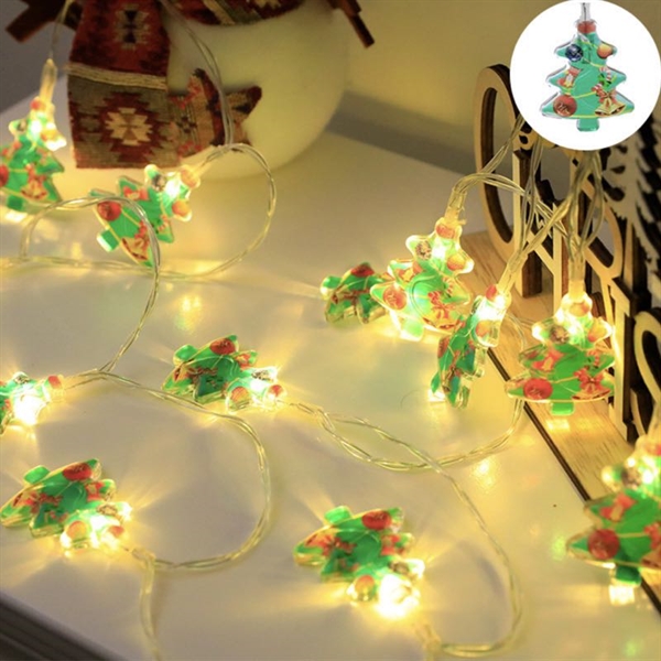 LED lyskæde med juletræer - 2 m, 10 lys