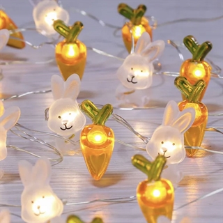 LED lyskæde med kaniner og gulerødder - 2 M 20 lys