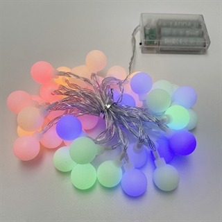 LED lyskæde med kugler - Flerefarvet lys - 4 m, 40 lys