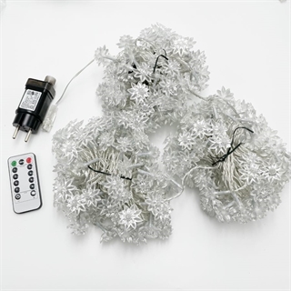 LED lyskæde med lotusblomster og fjernbetjening – drevet af adapter – 32 m, 300 lys