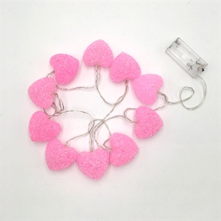 Romantisk lyskæde med lyserøde hjerter - 1,5 m med 10 hjerter
