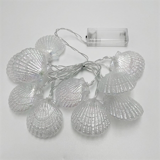 LED lyskæde med muslingeskal - 1,5 m 10 lys