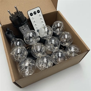  LED-lyskæde med pærer og fjernbetjening – farverigt lys – 4,5 m 15 pærer – drevet af en adapter