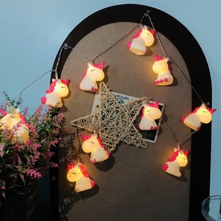 LED lyskæde med pink enhjørninger - 3 m 20 lys