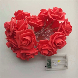 Lyskæde med røde roser 3m med 20lys